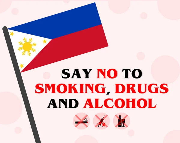 Decir Tabaquismo Las Drogas Alcohol Con Filipinas Diseño Póster Vector — Vector de stock