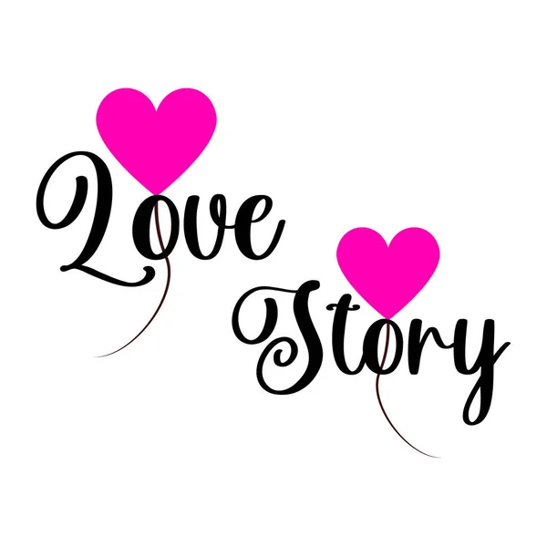 História Amor Design Vetorial Tipografia Elegante Com Ícone Forma Coração — Vetor de Stock