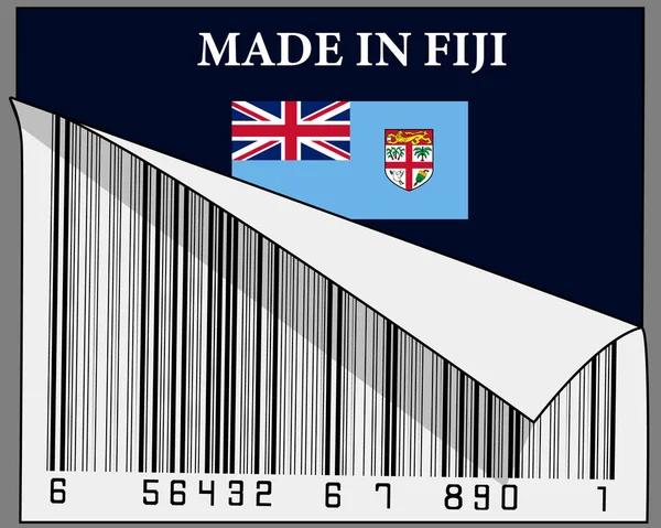 Made Fiji Testo Loro Paese Bandiera Segno Con Metà Scorrimento — Vettoriale Stock