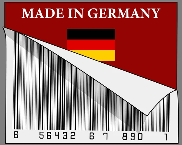 Hecho Alemania Texto Bandera País Signo Con Medio Código Barras — Vector de stock
