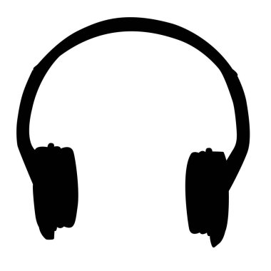 Kulaklık basit siluet simgesi tasarımı. Beyaz üzerine izole edilmiş. vektör illüstrasyonu.