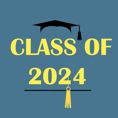 Mezuniyet konsepti ile 2024 sınıfı metin. illüstrasyon poster tasarımı. 
