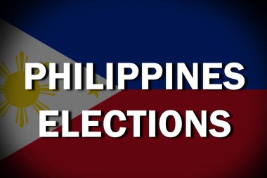 Philippines Elections text with their waved flag on low opacity and dark background. clipart