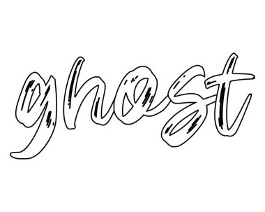 Hayalet Yazı Tipi 'nde siyah beyaz hayalet kelimesi. vektör - eps10.