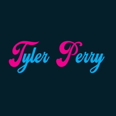 Tyler Perry name lettering with vintage style with rose and blue color