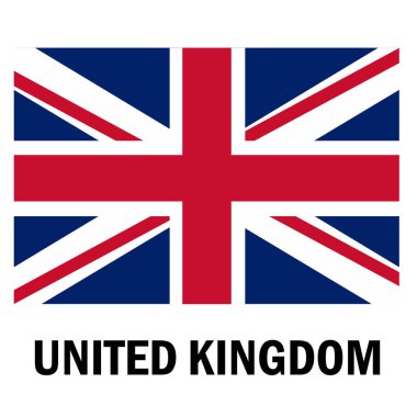 Birleşik Krallık 'ın yaratıcı metin ikonu ve metnin alt kısmında ulusal bayrak tasarımı. etiket, tişört, poster, afiş için.