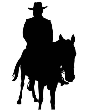 Ata binen bir kovboy. Yarı siluet vektör tasarımı. şeffaf arkaplan.