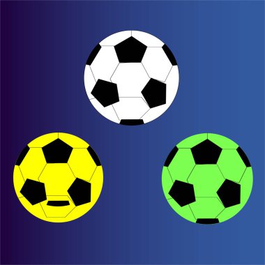 Futbol beyazının üç rengi, yeşil, sarı vektör illüstrasyonu.