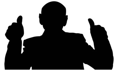 Bir iş adamı iki kere onayladı. Silüet vektör tasarımı. şeffaf arkaplan.