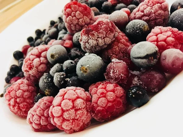 Frozen Berries Currants Raspberries Frost — Stock Photo, Image