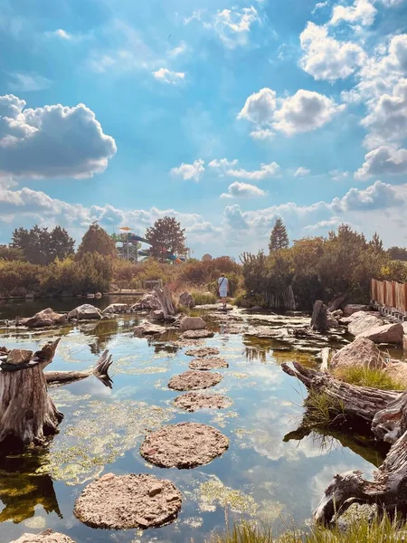 beautiful landscape with river and mountain water