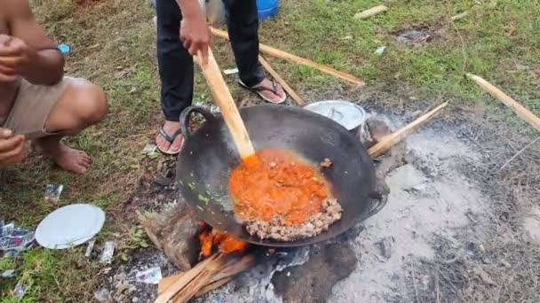Aceh Indonésie Března 2023 Výroba Ledabylé Smažené Rýže Turistických Atrakcích — Stock video