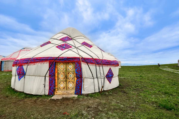 Une Maison Feutre Kazakh Également Connue Sous Nom Yourte Est — Photo