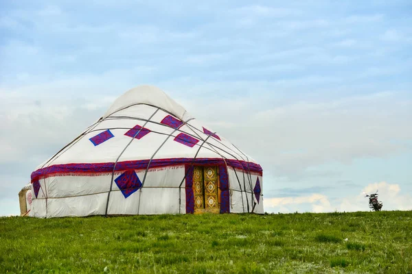 Uma Casa Feltro Cazaque Também Conhecida Como Yurt Uma Habitação — Fotografia de Stock