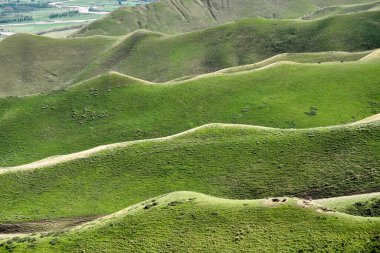 Tianshan Dağları 'nın ıssız vadisinde bulunan küçük bir Kazak köyü olan Xinjiang' daki Qiongkushtai 'nin geniş bir çayırı, sakin atları ve koyunu vardır..