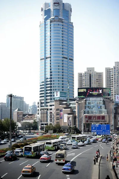Druk Stadsverkeer Shanghai 2013 — Stockfoto