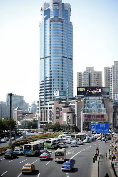 Traffico Urbano Occupato Shanghai Nel 2013 — Foto Stock