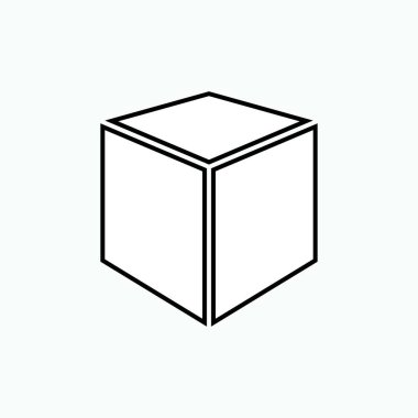 3D Küp Simgesi. Üç Boyutsal Kutu Sembolü - Vektör