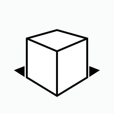 3D Küp Simgesi. Üç Boyutsal Kutu Sembolü - Vektör. 