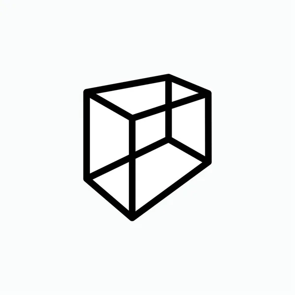Cubo Icono Línea Estilo Arte Símbolo Forma Geometría Vector — Vector de stock