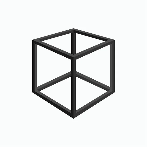 ラインアートスタイルのキューブアイコン 幾何学形のシンボル ベクトル — ストックベクタ