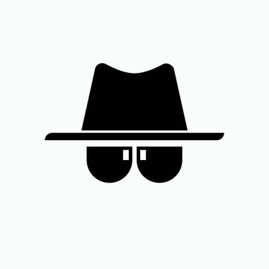 Dedektif Icon. Şapka ve Cam, Casusluk Sembolü - Vektör.   