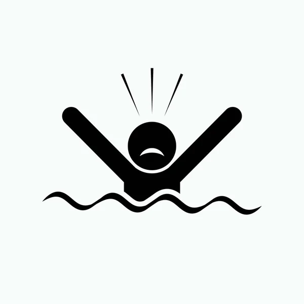 Topící Ikona Utopení Symbol Nehody Vodě Vektor — Stockový vektor