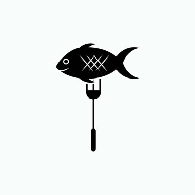 Izgara Balık Simgeleri. Izgara deniz ürünleri sembolü. UI Sembolü - Vektör.