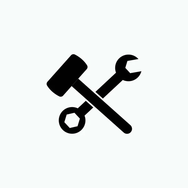 Hammer Wrench Workshop Eszköz Szimbólum — Stock Vector