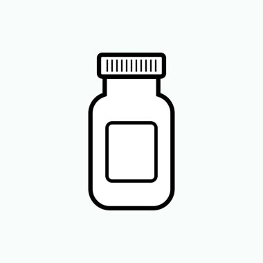 İlaç Şişe Simgesi. Paketlenmiş Kapsüller Sembolü - Vektör.   