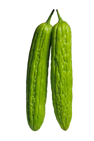 İki sebze kavunu ya da beyaz arka planda izole edilmiş acı kabak. kırpma yolu dahil