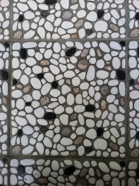 Keramikboden Mit Weißem Und Schwarzem Steinmuster Textur Hintergrund — Stockfoto