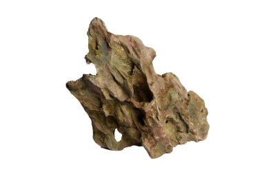 Doğal ejderha taşı (ohko kayası) beyaz arka planda izole edilmiş ve kırpma yolu ile izole edilmiş engebeli bir yapıya sahiptir.