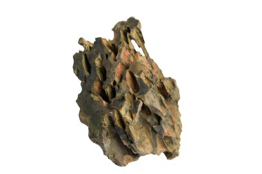 Kesme yolu olan beyaz bir zemin üzerinde yalıtılmış doku ejderha taşı, dekoratif için aşınmış yapı