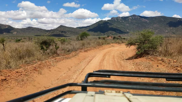 stock image Beautiful landscape in Africa, savanna taken on a safari. beautiful views of Kenya and its wildlife. Panorama, sunrise, mountains, clouds and animals in Kenya