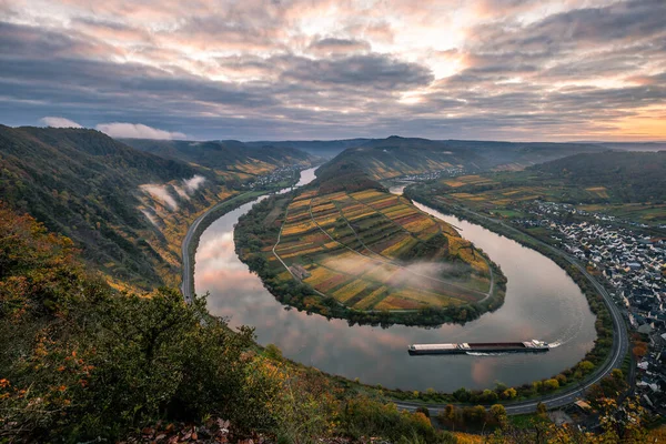 Almanya Güzel Bir Nehir Olan Moselle Döngüsü 180 Derece Döngü — Stok fotoğraf
