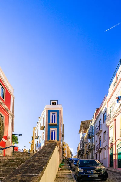 Hermosas Calles Estrechas Casas Tiendas Casco Antiguo Histórico Alfama Mediterráneo — Foto de Stock