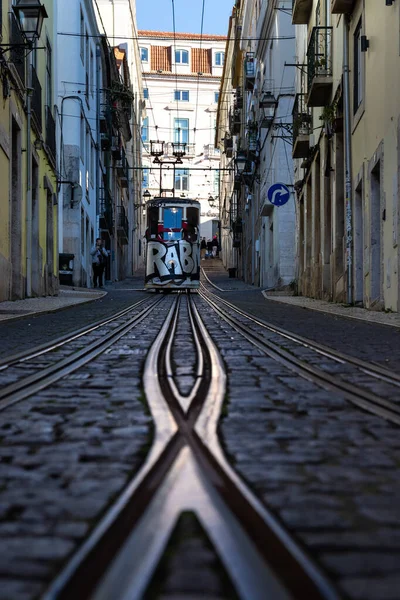 Elevador Bica Tram Elevator Overcome Differences Height Old Street Buildings — Stock Photo, Image