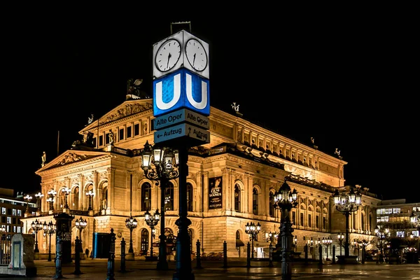 Alte Oper Frankfurt Main Abend Schönes Foto Des Historischen Gebäudes — Stockfoto