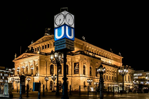 Alte Oper Frankfurt Main Noite Bela Foto Edifício Histórico Alemanha — Fotografia de Stock