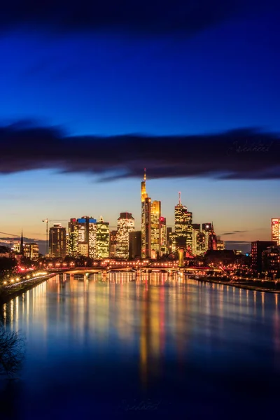Frankfurter Aussichten Tolle Aussicht Über Die Stadt Frankfurt Deutschland Abends — Stockfoto