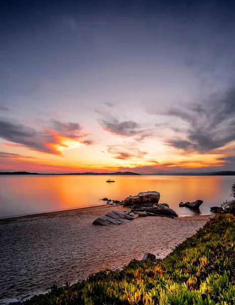 stock image Beach in Greece, bay in the sunset, holidays by the sea, romanti