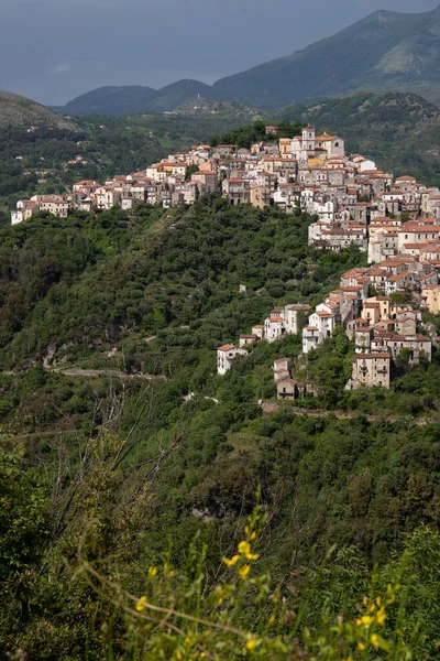 Beautiful View White City Mediterranean Mountain Village Middle Nature Rivello — Stock Photo, Image