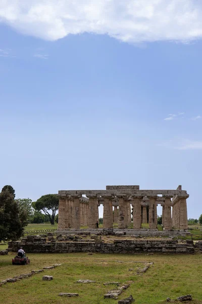 Park Archeologiczny Paestum Piękne Historyczne Ruiny Świątyń Czasów Rzymskich Kampania — Zdjęcie stockowe