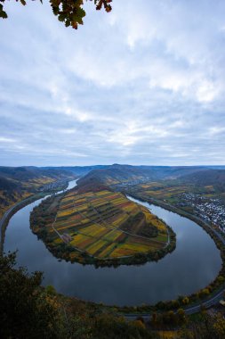 Almanya 'da güzel bir nehir olan Moselle döngüsü 180 derece döngü yapar. Üzüm bağları, güzel manzaralar, sabahleyin ışıklar...