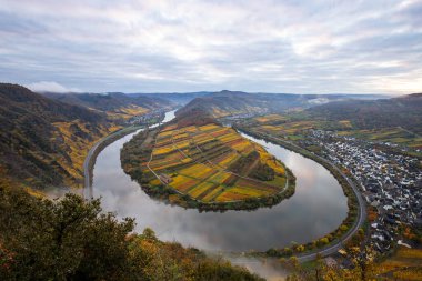 Almanya 'da güzel bir nehir olan Moselle döngüsü 180 derece döngü yapar. Üzüm bağları, güzel manzaralar, sabahleyin ışıklar...