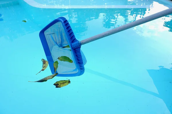 Cleaning Swimming Pool Scoop Net Pool Water Maintenance — Stock Photo, Image