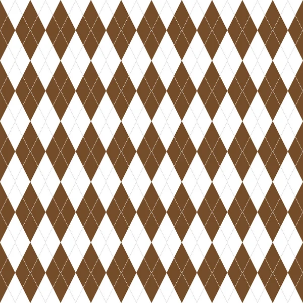 Seamless Pattern Argyle Vector Brown Rhombus Gray Lines — Stock Vector
