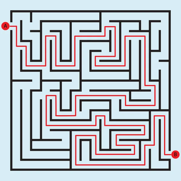 Quadratisches Labyrinth Puzzlespiel Labyrinthvektorillustration Für Kinder — Stockvektor