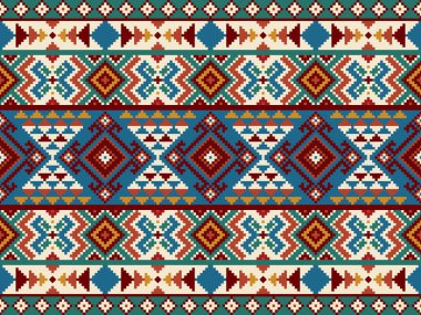 Yerli Amerikan deseni, etnik süs, arkaplan, duvar kağıdı, vektör illüstrasyonu, tekstil, kumaş, giysi, batik, halı, nakış için soyut Navajo dikişsiz